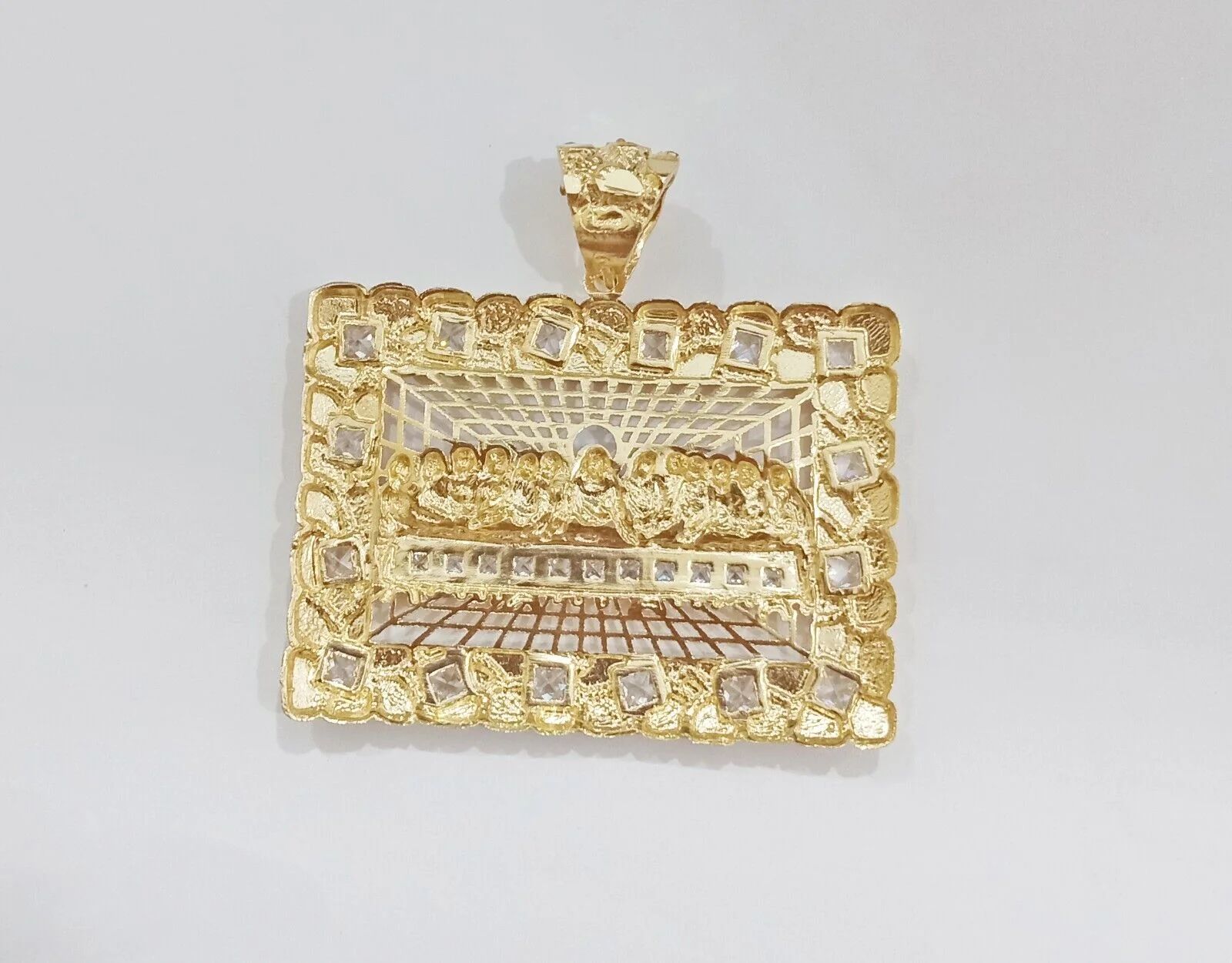 Real 14k Yellow Gold Last Supper Nugget Charm Pendant 2.0 inch 14kt Gold - Image 4