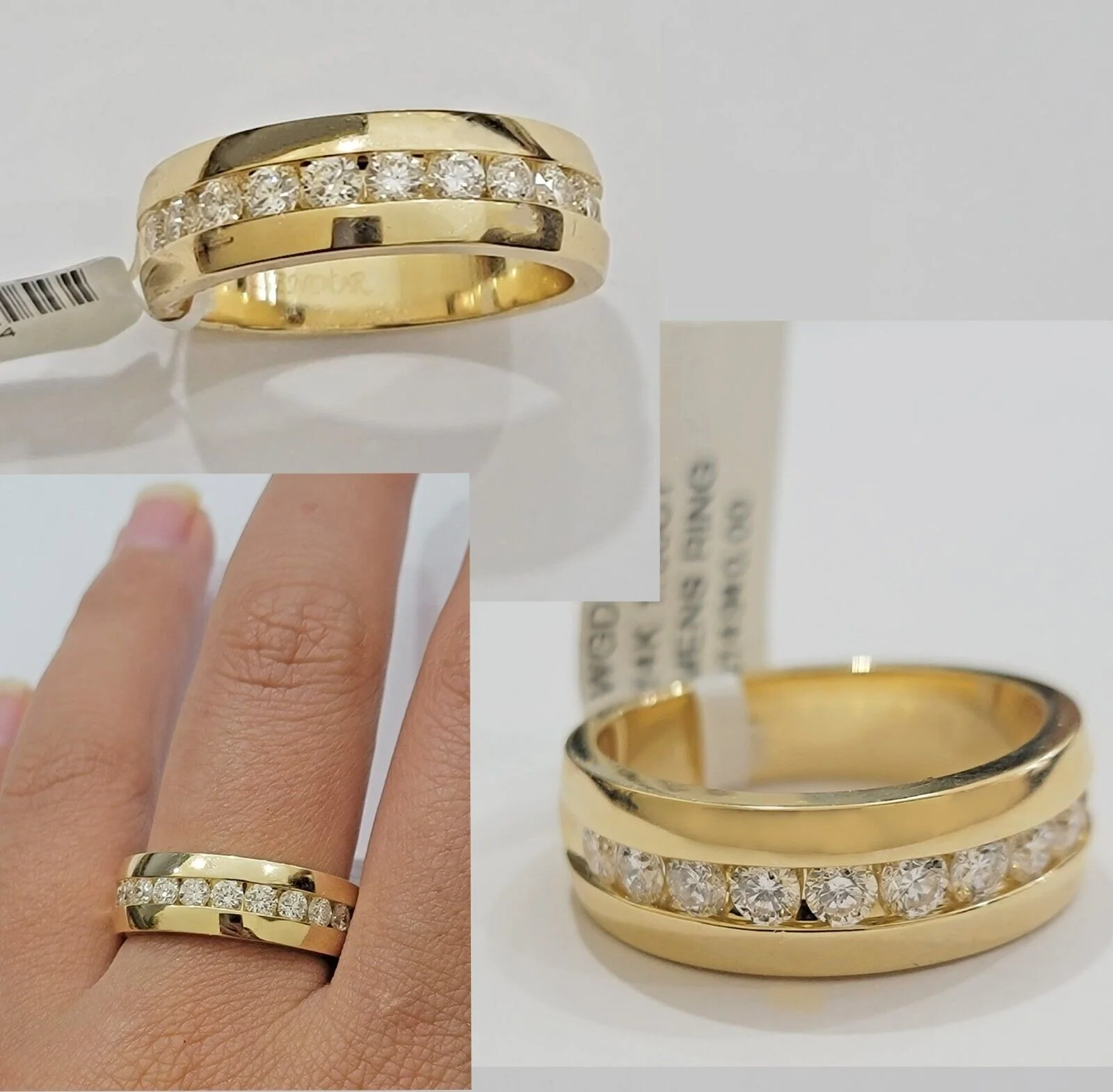 Real 14k Yellow Gold Mens Band Ring 1CT Diamonds Wedding Engagement Anniversary - Image 2