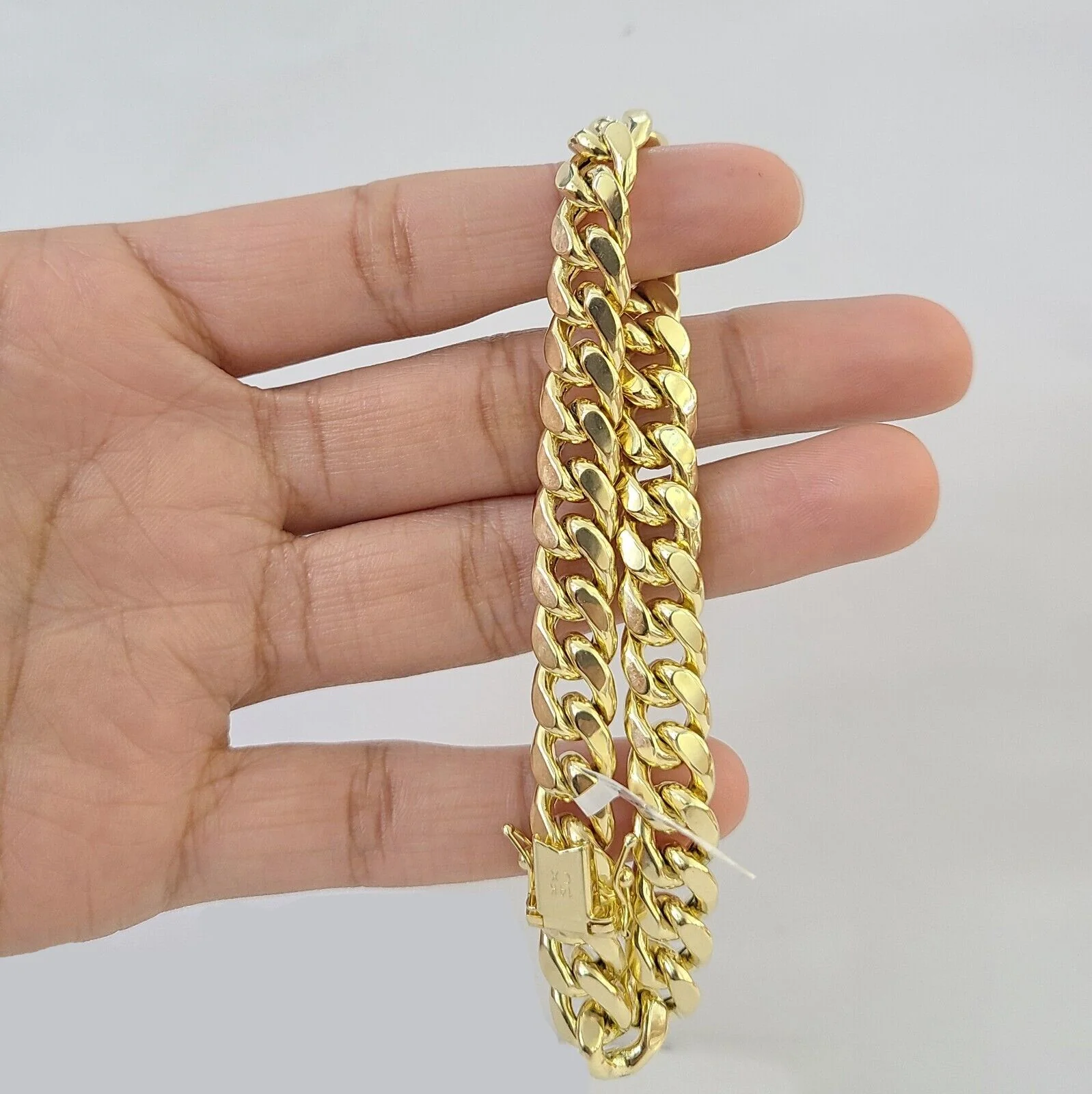 Real 14K Yellow Gold Miami Cuban Bracelet 8.5" Inch 10mm 14K Box Clasp Link - Image 6
