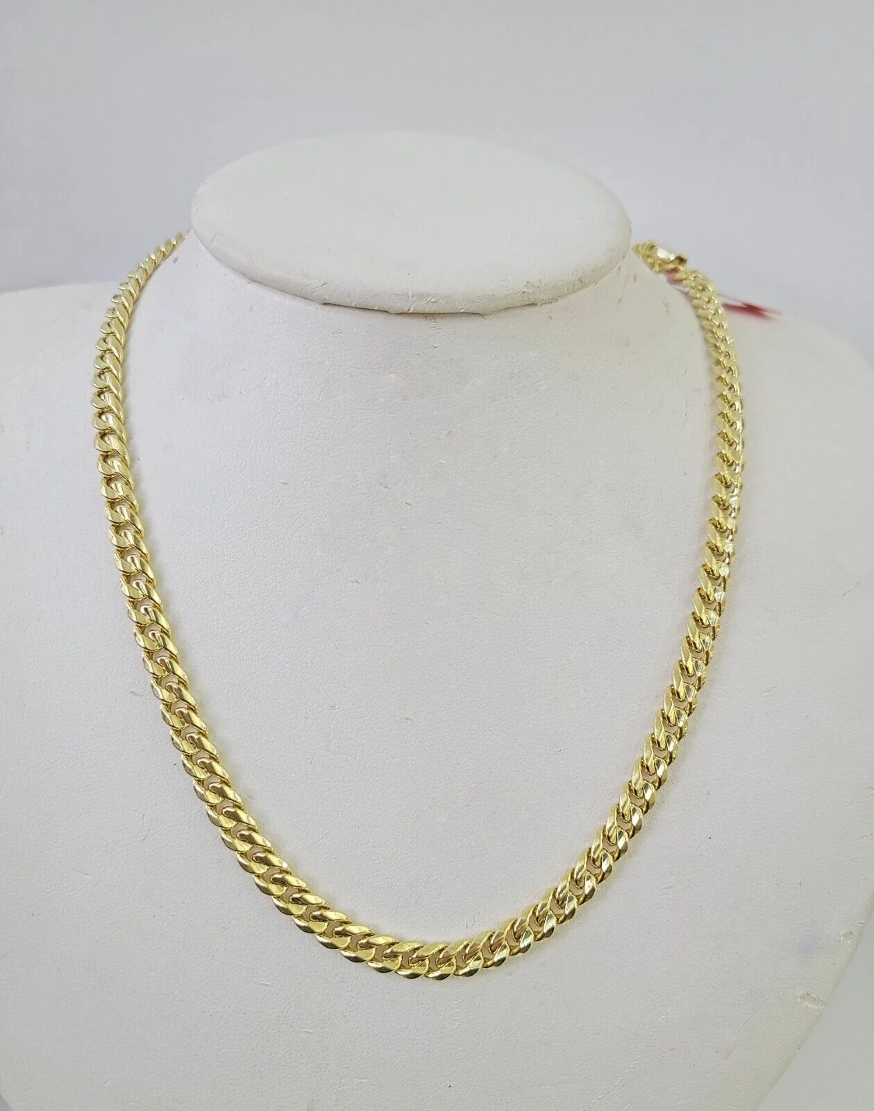 Real 14K Yellow Gold Miami Cuban chain Necklace 18 inch Choker 6mm Hollow - Image 2
