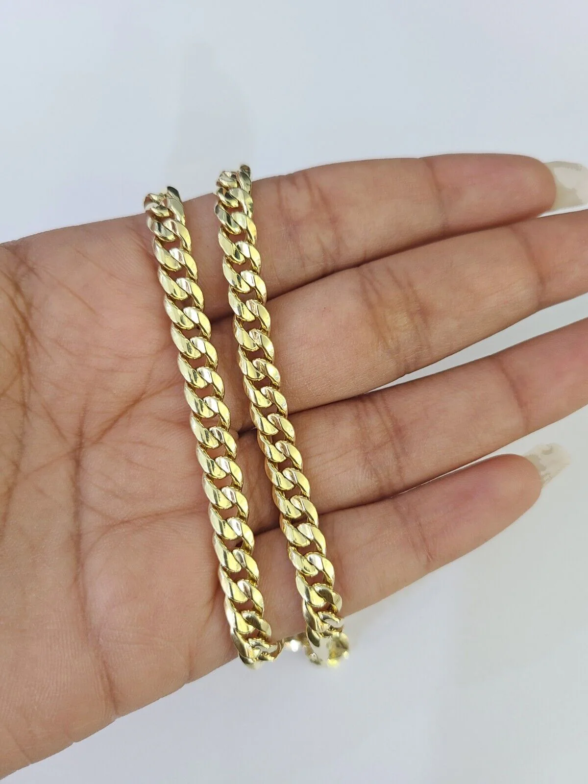 Real 14K Yellow Gold Miami Cuban chain Necklace 18 inch Choker 6mm Hollow - Image 3
