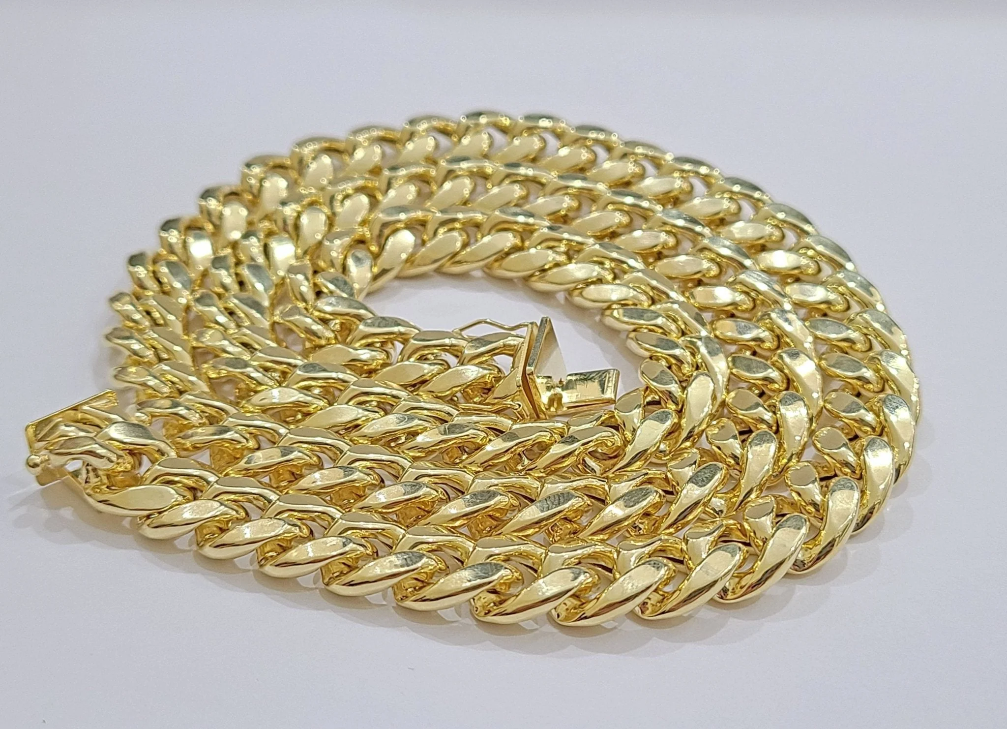 Real 14k Yellow Gold Miami Cuban Link Chain 10mm 22" Necklace Box Lock For Men - Image 13