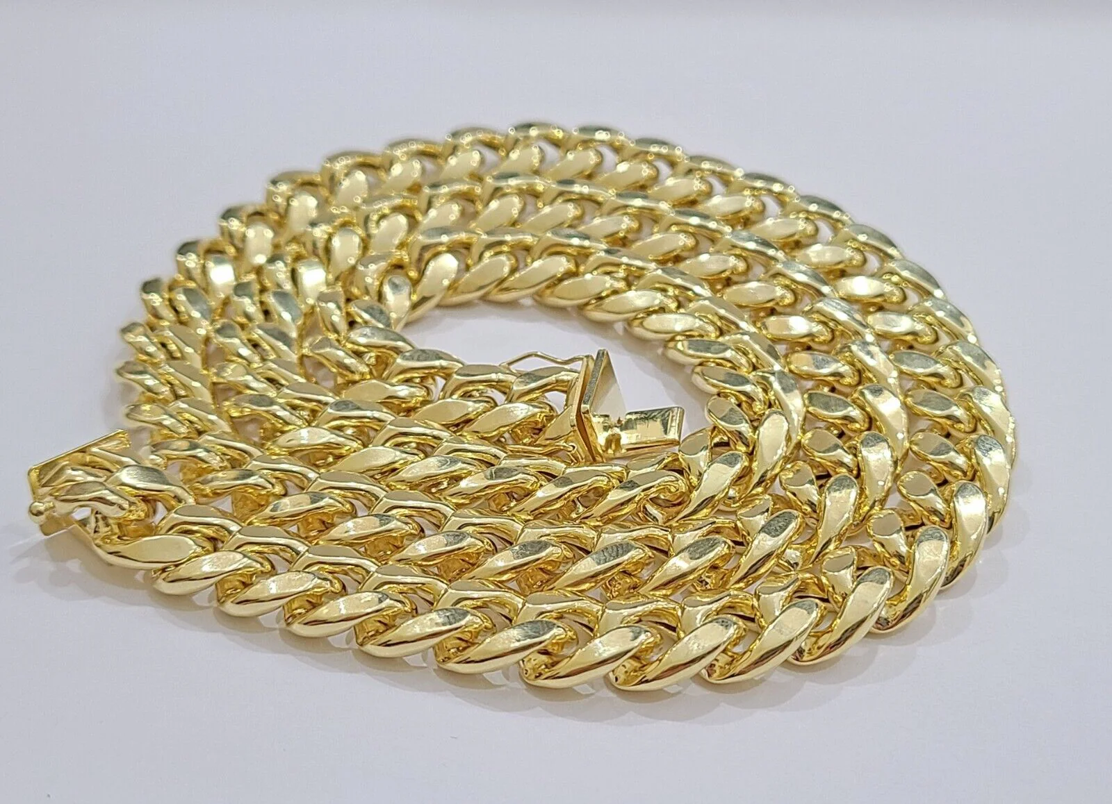 Real 14k Yellow Gold Miami Cuban Link Chain 10mm 24" Necklace Box Lock 14kt - Image 9
