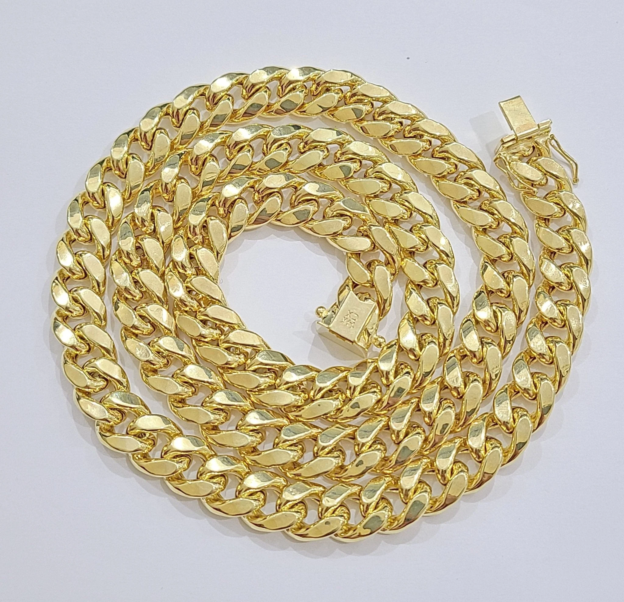 Real 14k Yellow Gold Miami Cuban Link Chain 11mm 22" Necklace Box Lock For Men - Image 2