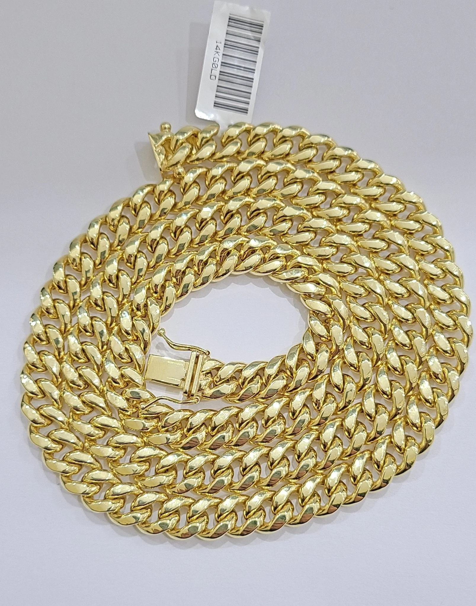 Real 14k Yellow Gold Miami Cuban Link Chain 8mm 30" Necklace Box Lock Men's - Image 2