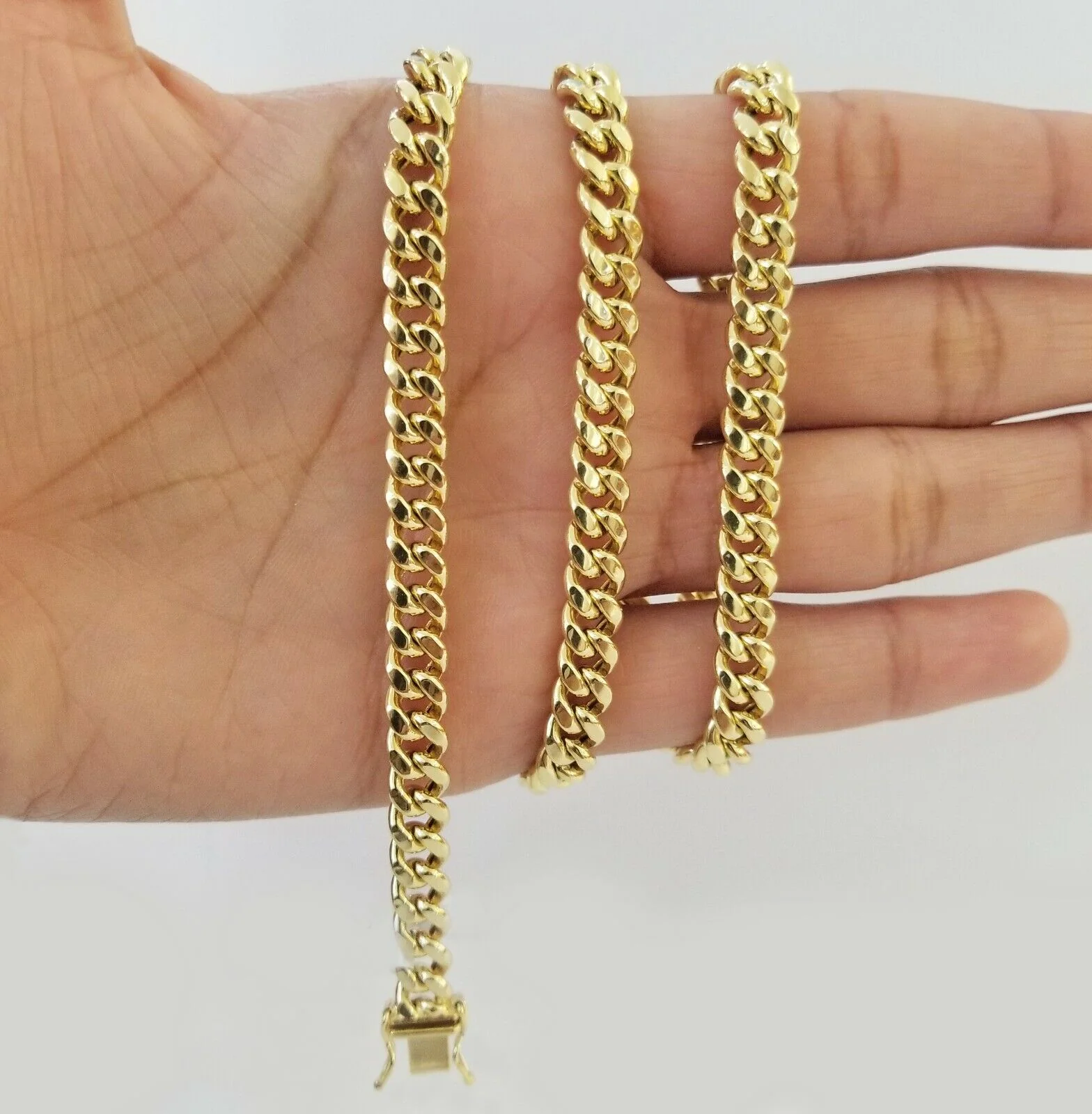 Real 14K Yellow Gold Miami Cuban Link Chain Necklace 7.2mm 22inch 14kt Box Lock - Image 3