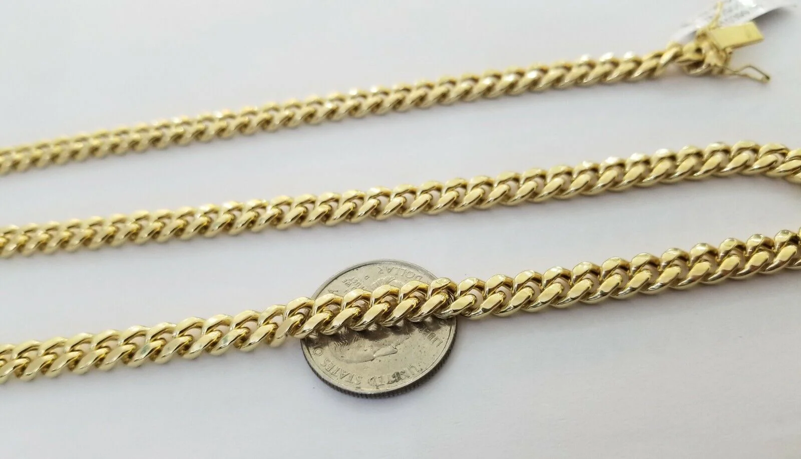 Real 14K Yellow Gold Miami Cuban Link Chain Necklace 7mm 22" 14kt Gold Box Lock - Image 4