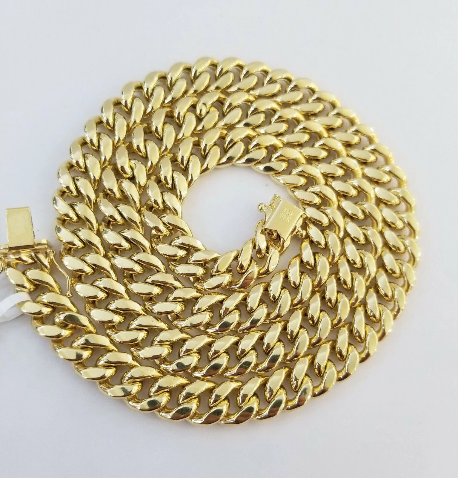 Real 14K Yellow Gold Miami Cuban Link Necklace Chain 8mm box Lock 22" - Image 2