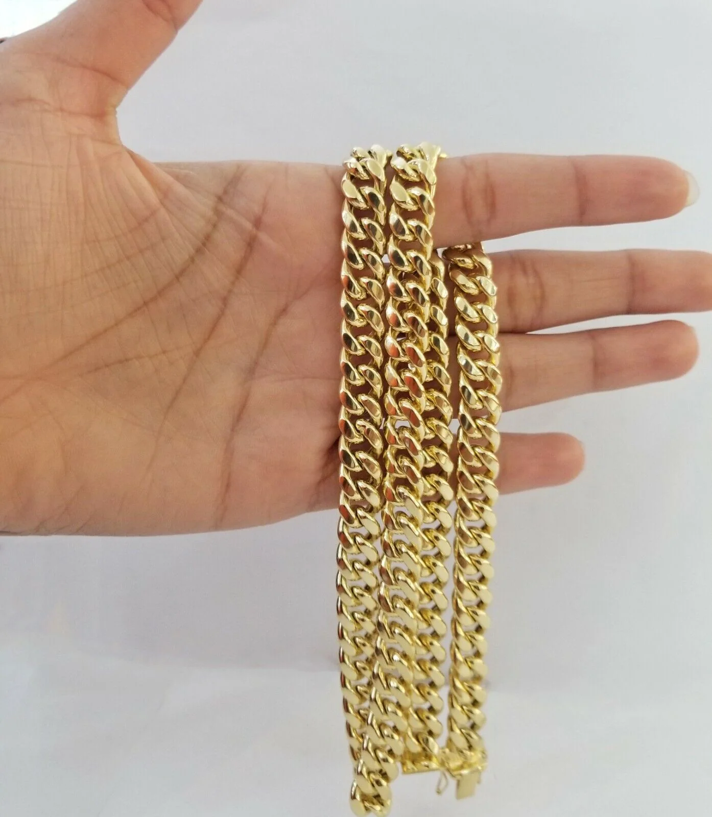 Real 14K Yellow Gold Miami Cuban Link Necklace Chain 8mm box Lock 22" - Image 4