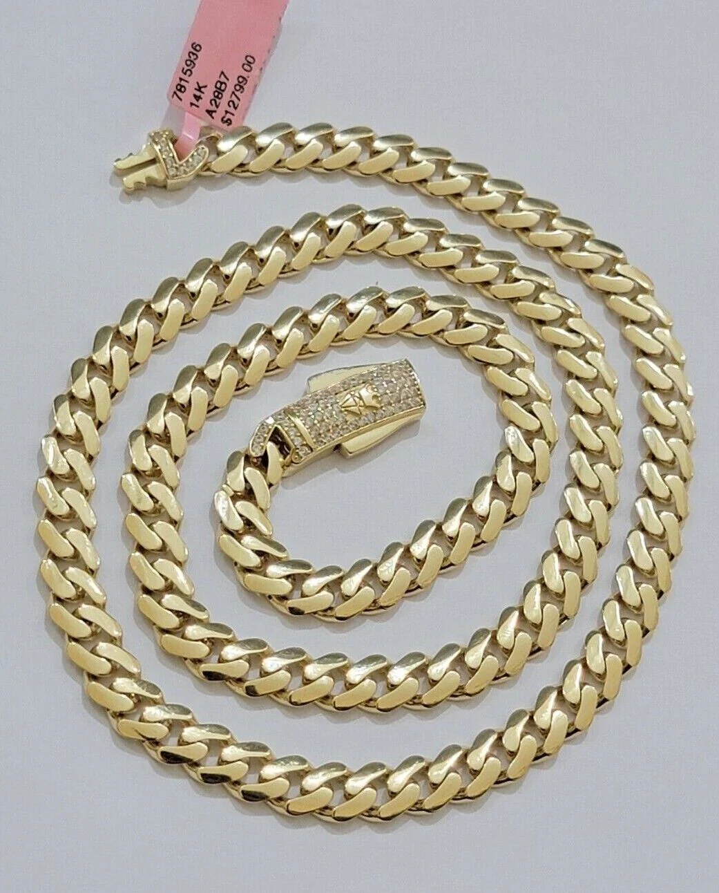 Real 14k Yellow Gold Monaco Chain Necklace  20" 22'' 24'' 26" Inch 7mm 14kt SALE - Image 2