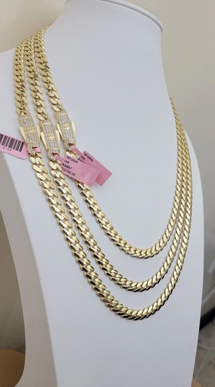 Real 14k Yellow Gold Monaco Chain Necklace  20" 22'' 24'' 26" Inch 7mm 14kt SALE - Image 3