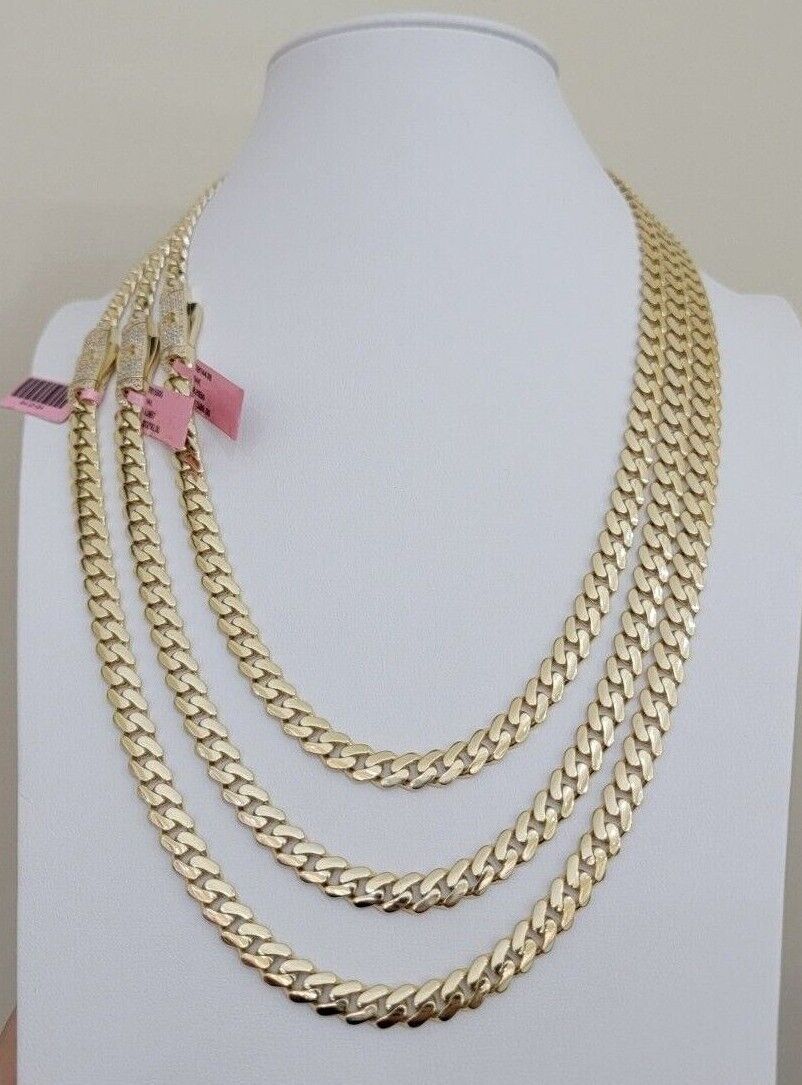 Real 14k Yellow Gold Monaco Chain Necklace  20" 22'' 24'' 26" Inch 7mm 14kt SALE - Image 4