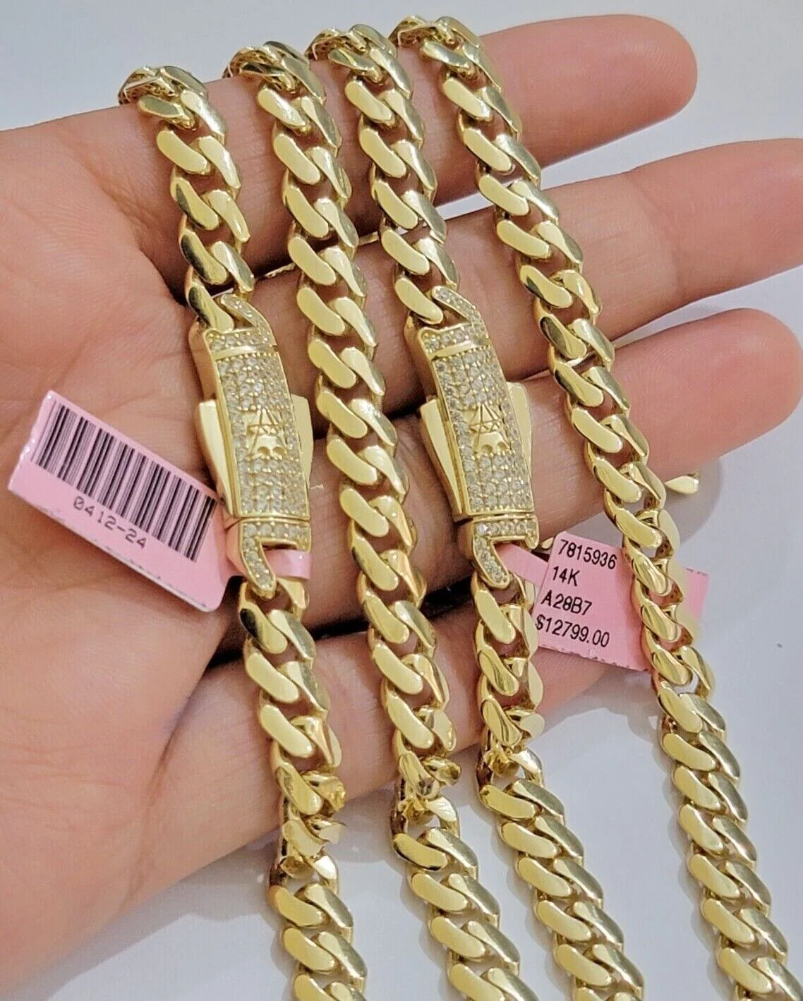 Real 14k Yellow Gold Monaco Chain Necklace  20" 22'' 24'' 26" Inch 7mm 14kt SALE - Image 5