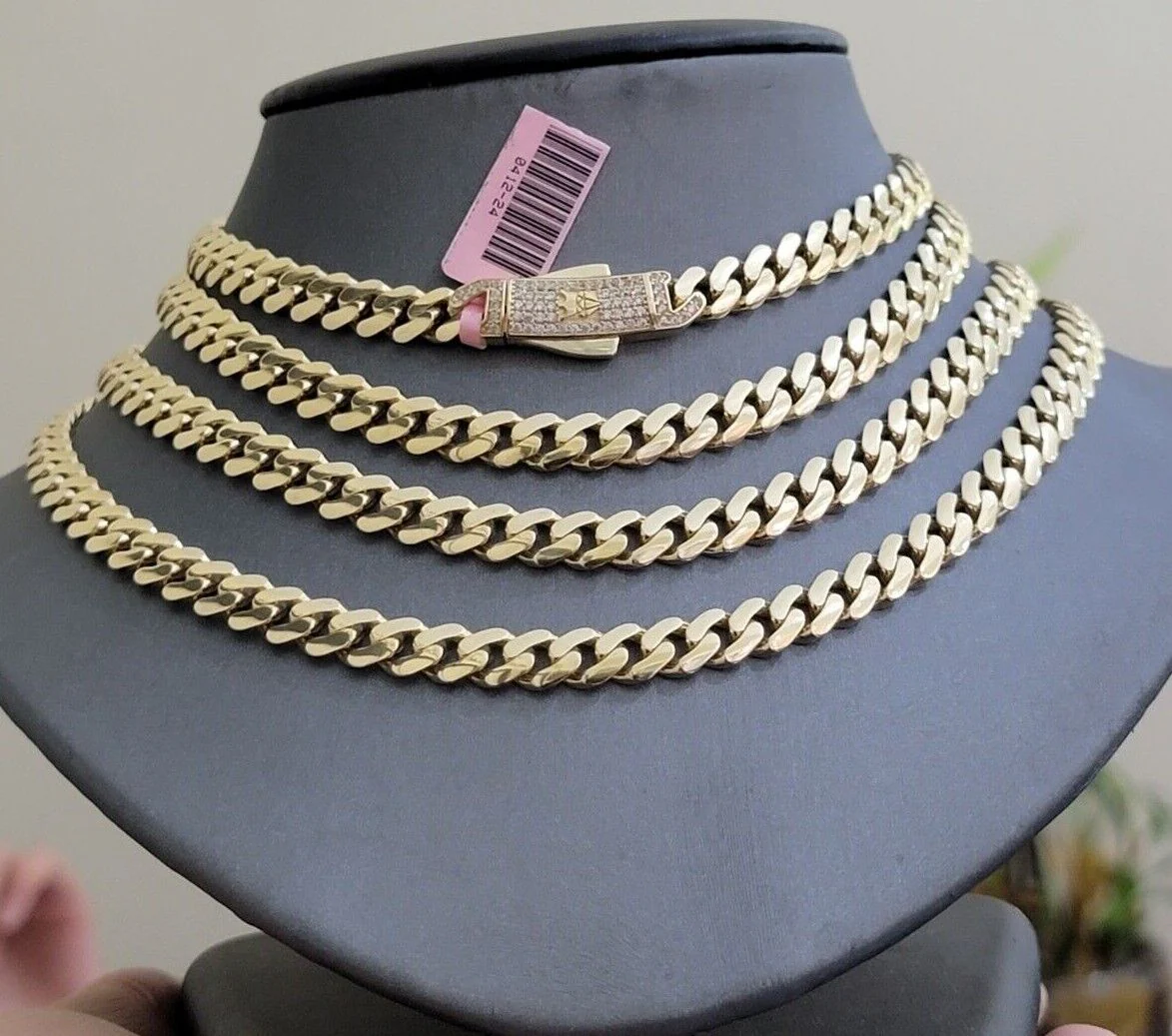 Real 14k Yellow Gold Monaco Chain Necklace  20" 22'' 24'' 26" Inch 7mm 14kt SALE - Image 7