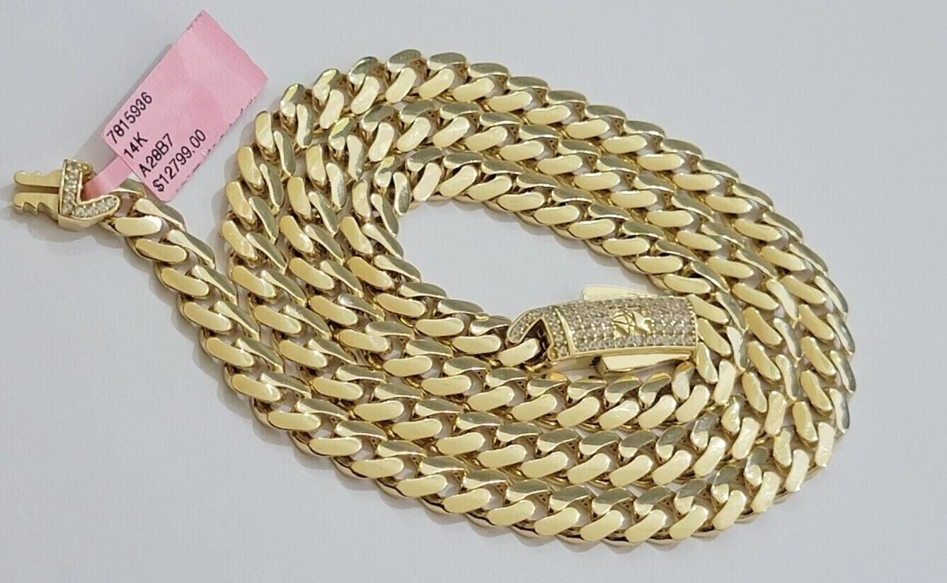 Real 14k Yellow Gold Monaco Chain Necklace  20" 22'' 24'' 26" Inch 7mm 14kt SALE - Image 9