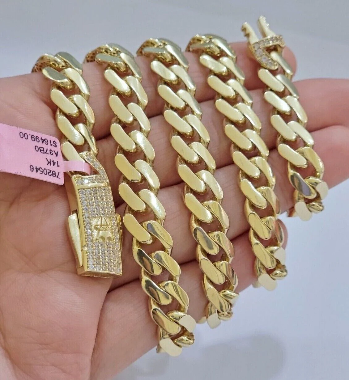 Real 14k Yellow Gold Monaco Chain Necklace  20" 22'' 24'' 26" Inch 9mm 14kt SALE - Image 2
