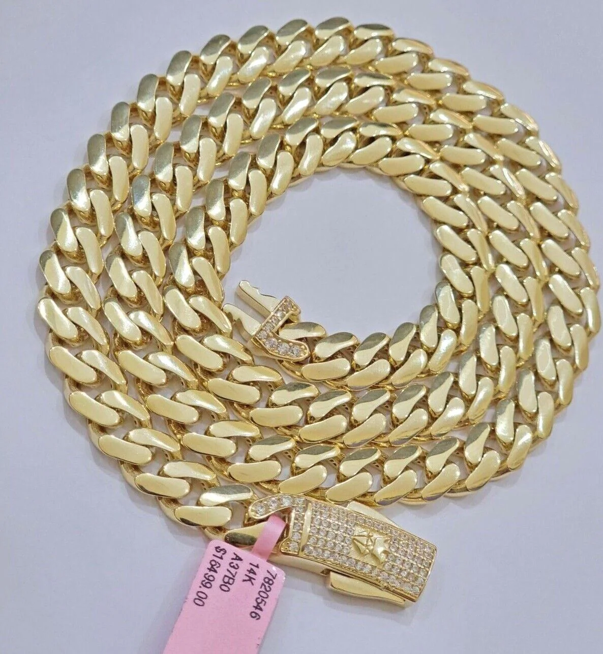 Real 14k Yellow Gold Monaco Chain Necklace  20" 22'' 24'' 26" Inch 9mm 14kt SALE - Image 3