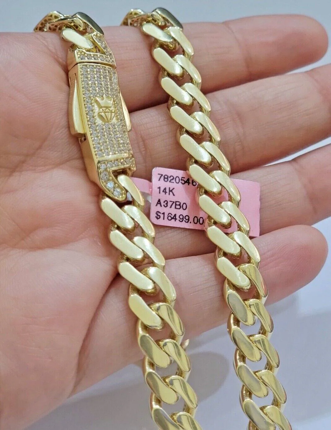 Real 14k Yellow Gold Monaco Chain Necklace  20" 22'' 24'' 26" Inch 9mm 14kt SALE - Image 6