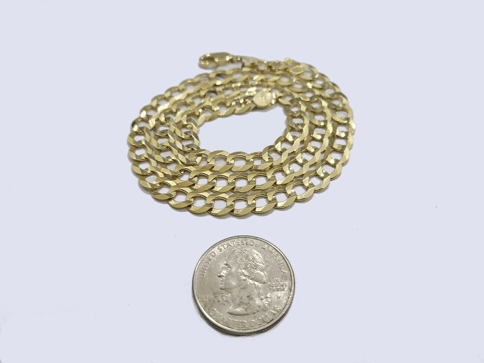 Real 14k Yellow Gold Necklace Cuban Curb Link Chain 20'' inches 7mm Unisex - Image 5