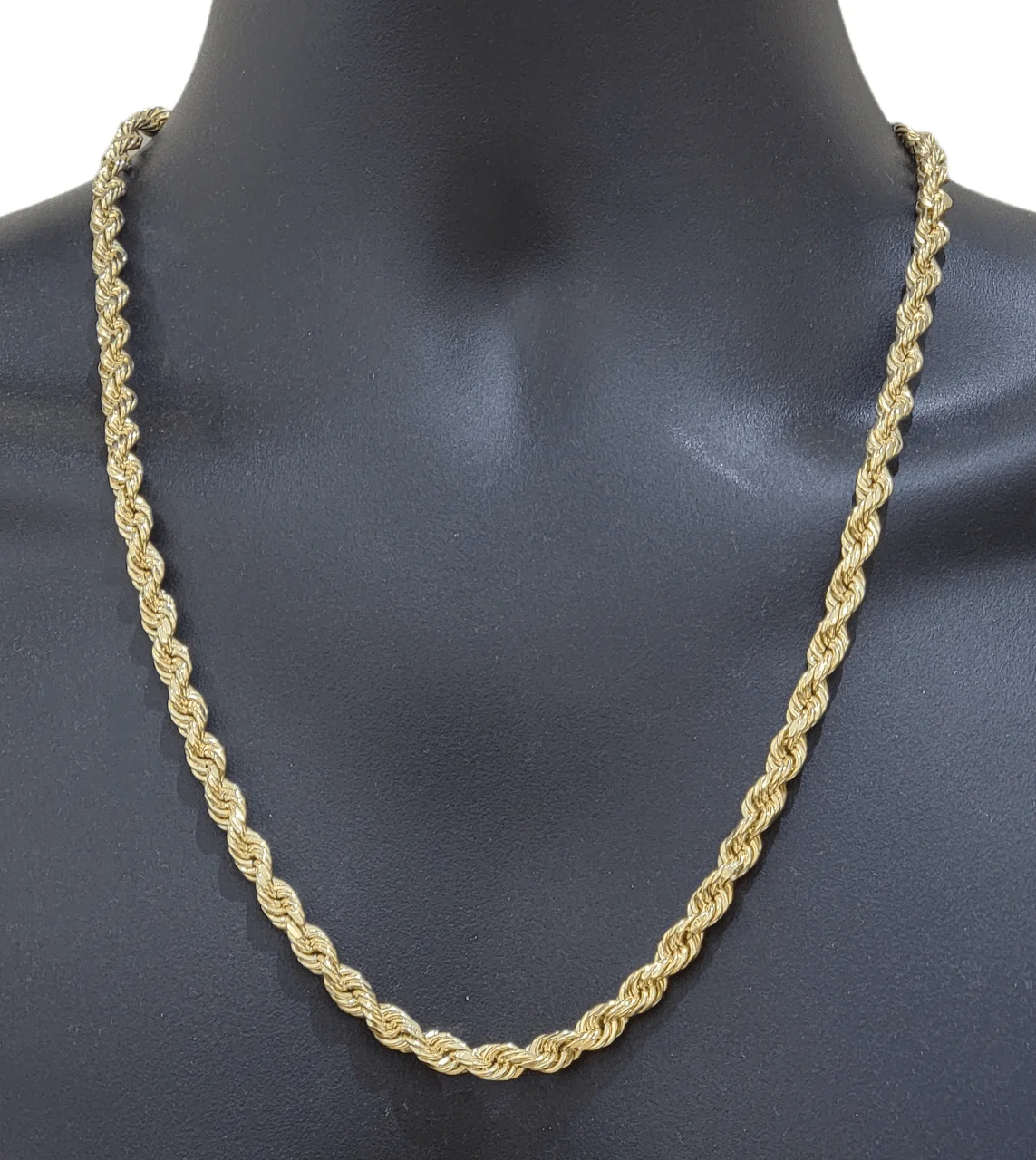 Real 14k Yellow Gold Necklace Rope Chain 5mm 22" inch 14kt Men's Chain For Charm - Image 4