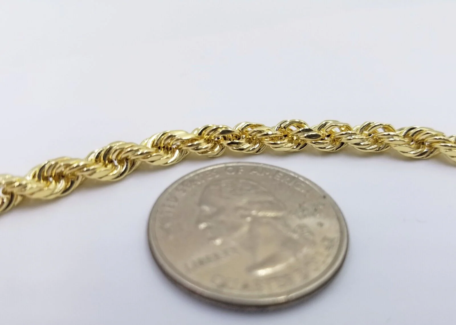 Real 14k Yellow Gold Necklace Rope Chain 5mm 22" inch 14kt Men's Chain For Charm - Image 5