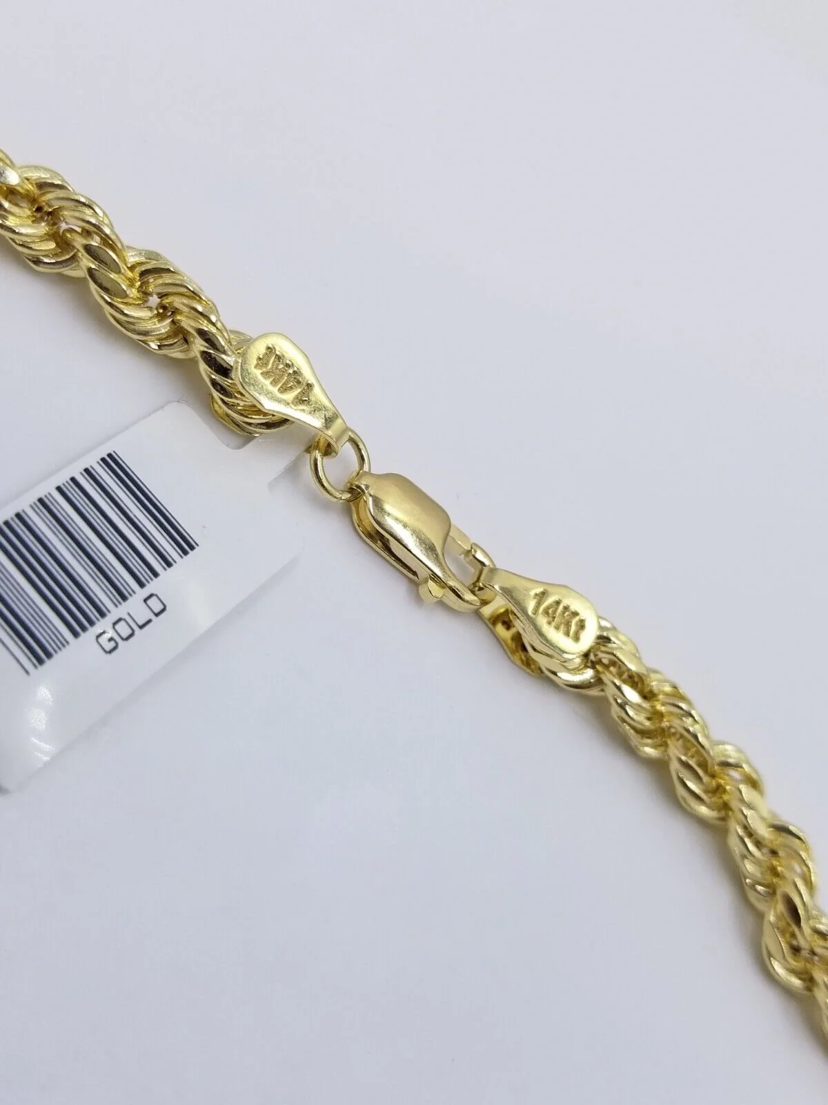 Real 14k Yellow Gold Necklace Rope Chain 5mm 22" inch 14kt Men's Chain For Charm - Image 7