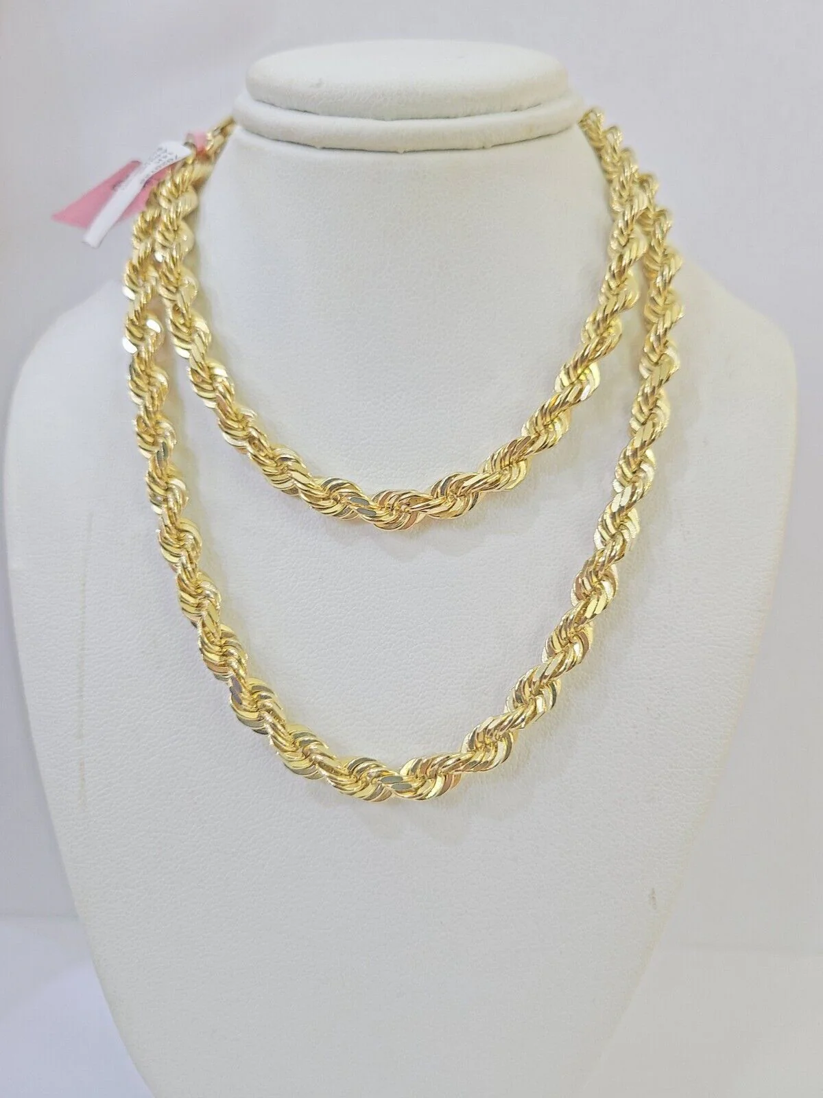 Real 14k Yellow Gold necklace Rope Chain 5mm 22 inch Diamond cut Genuine Solid