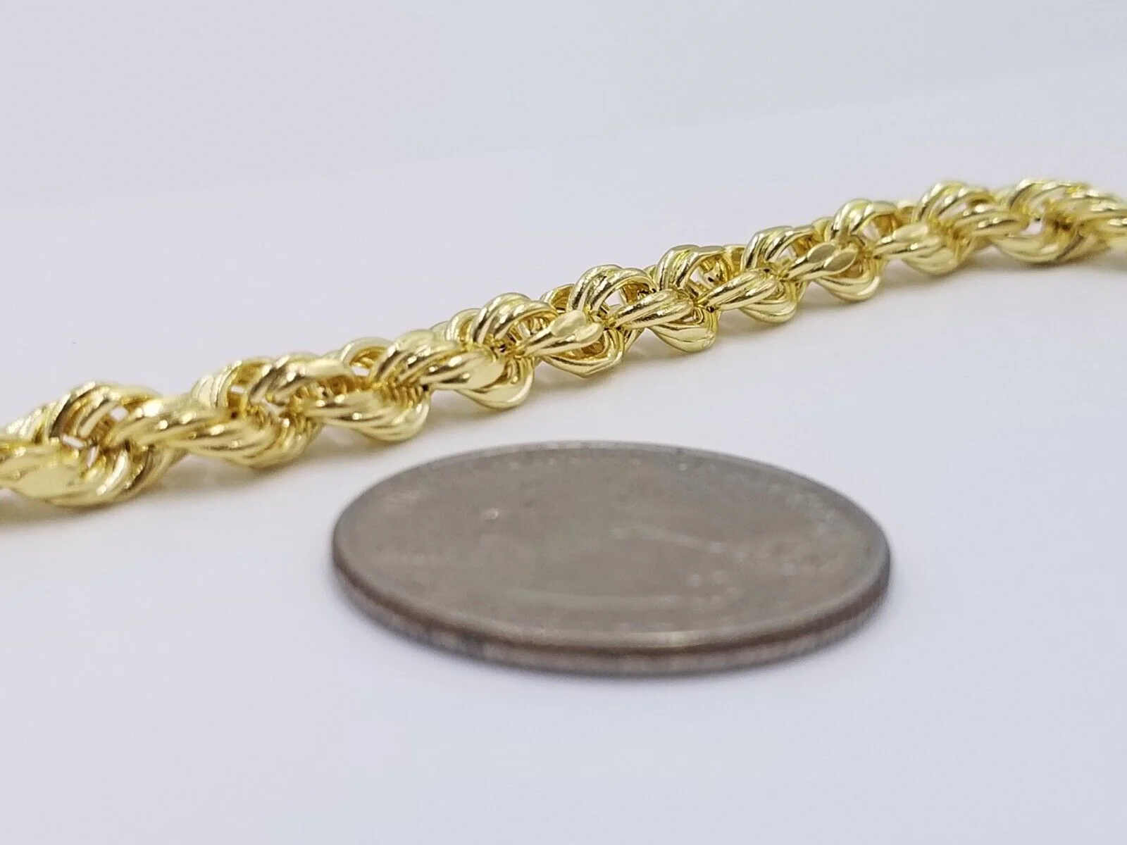Real 14k Yellow Gold Necklace Rope Chain 6mm 26" inch 14kt Men's Chain For Charm - Image 3
