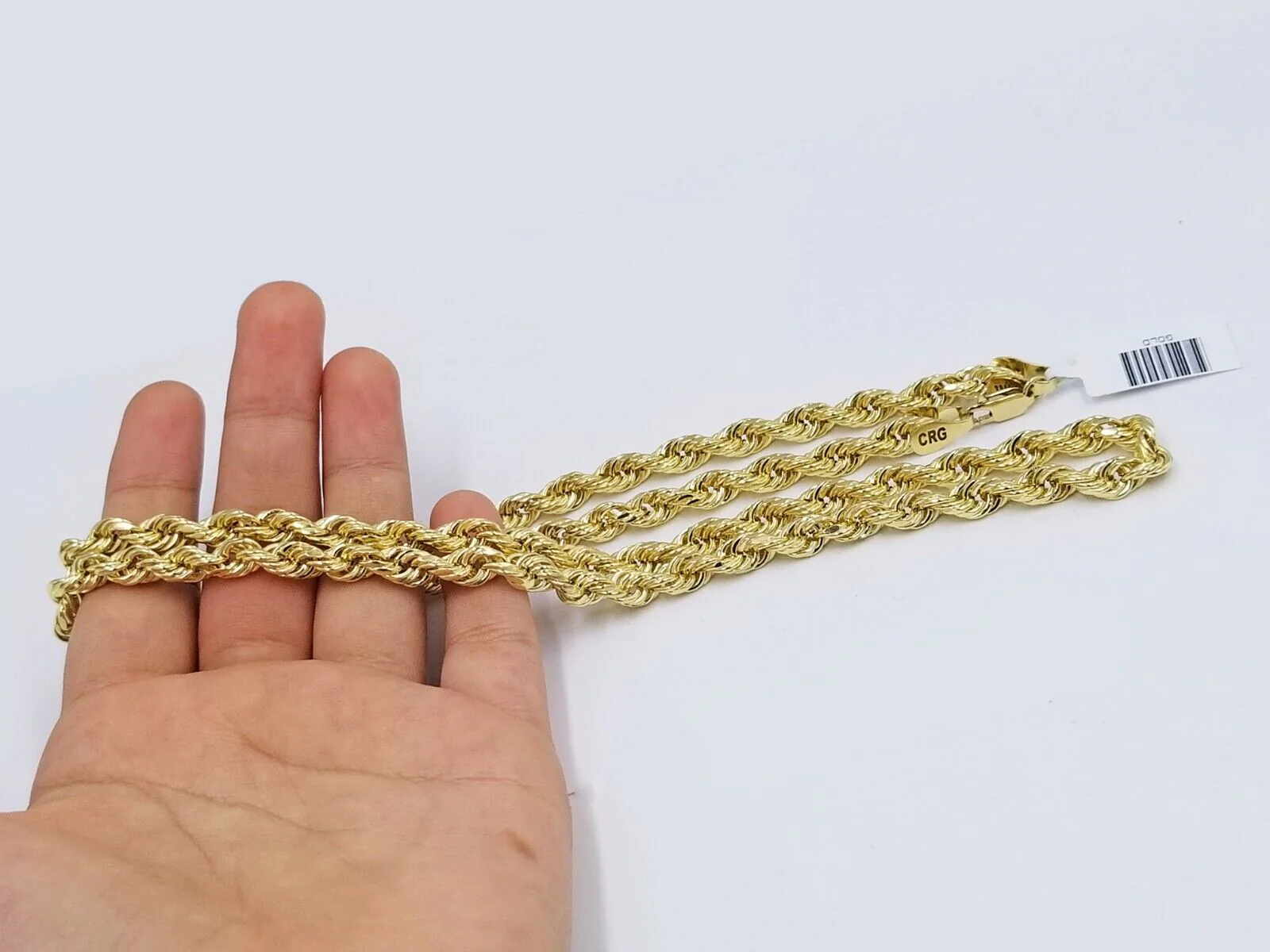 Real 14k Yellow Gold Necklace Rope Chain 6mm 26" inch 14kt Men's Chain For Charm - Image 5