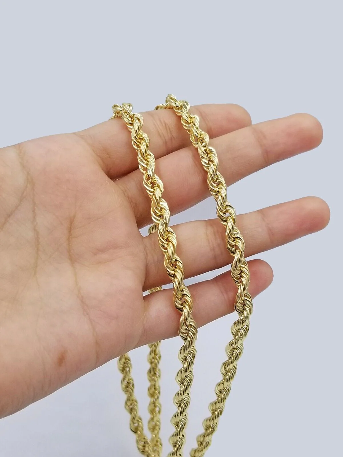 Real 14k Yellow Gold Necklace Rope Chain 6mm 26" inch 14kt Men's Chain For Charm - Image 2