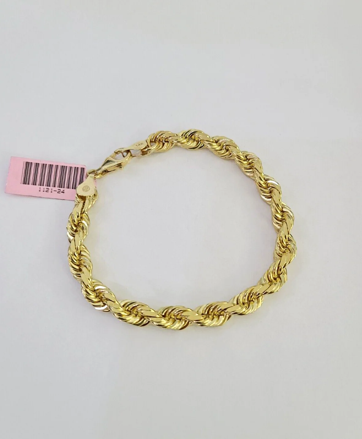 Real 14k Yellow Gold Rope Bracelet Solid 7mm 7'' Inches New 14KT - Image 2