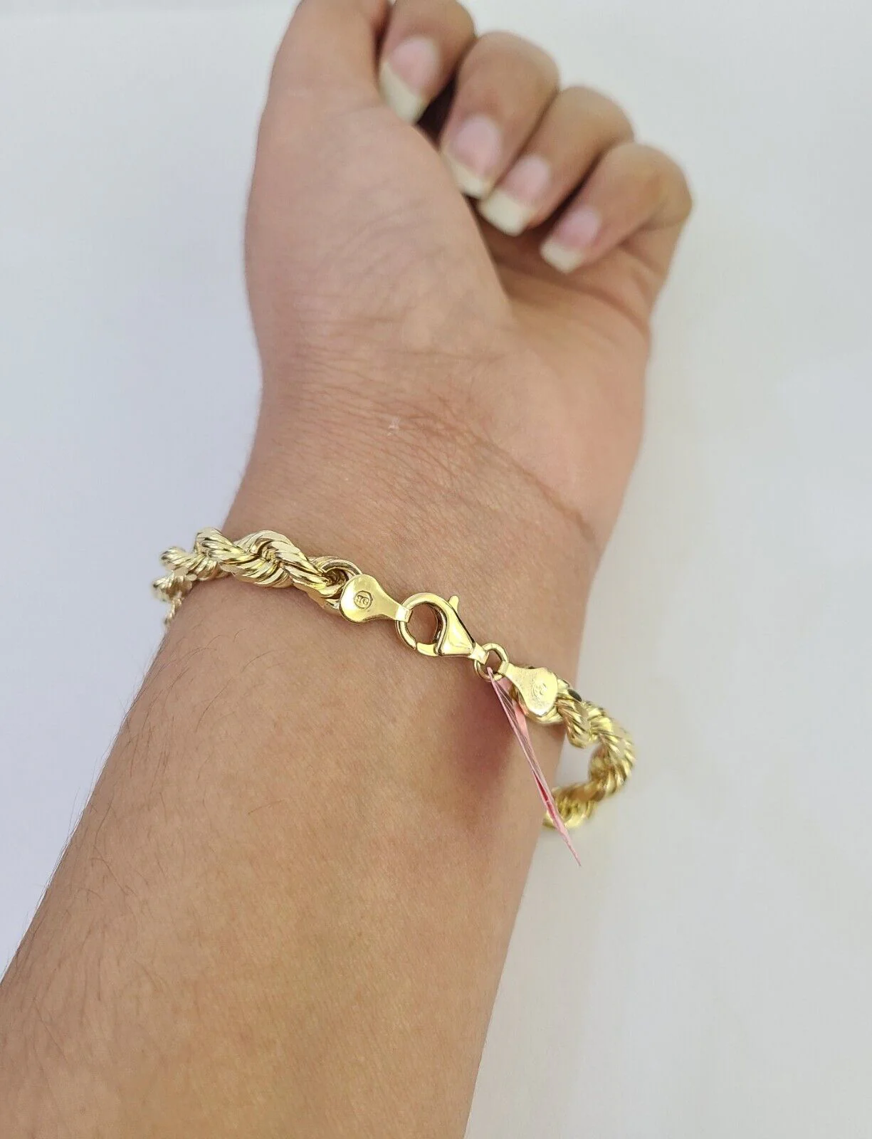 Real 14k Yellow Gold Rope Bracelet Solid 7mm 7'' Inches New 14KT - Image 3