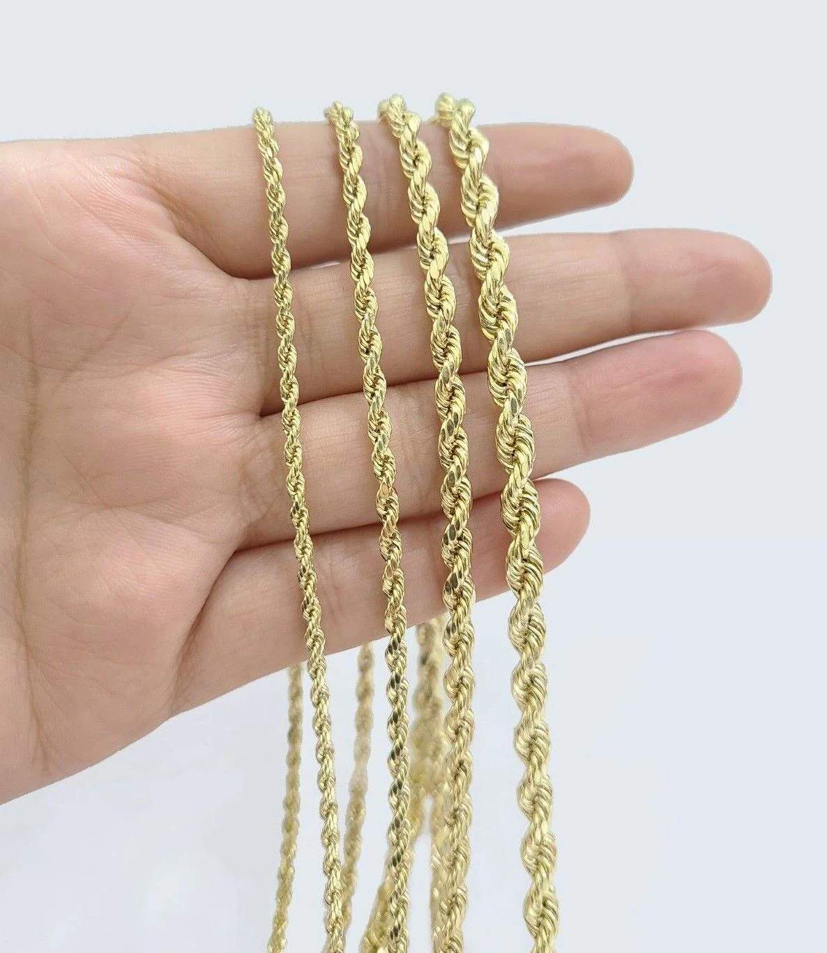Real 14K Yellow Gold Rope Chain 2.5-5mm Necklace 18-26 Inches Lobster Lock - Image 2