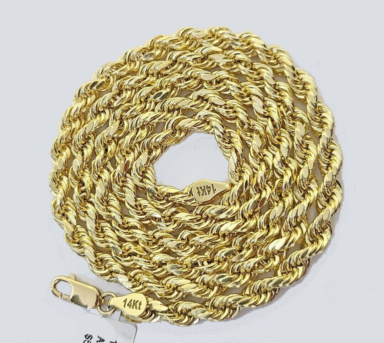 Real 14K Yellow Gold Rope Chain 2.5-5mm Necklace 18-26 Inches Lobster Lock - Image 3