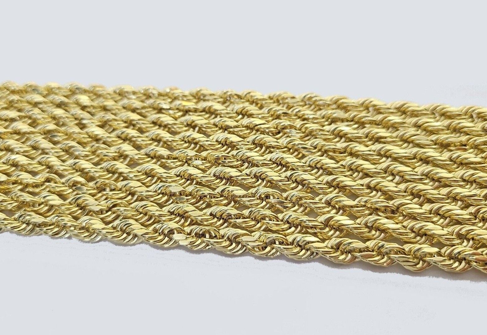 Real 14K Yellow Gold Rope Chain 2.5-5mm Necklace 18-26 Inches Lobster Lock - Image 4