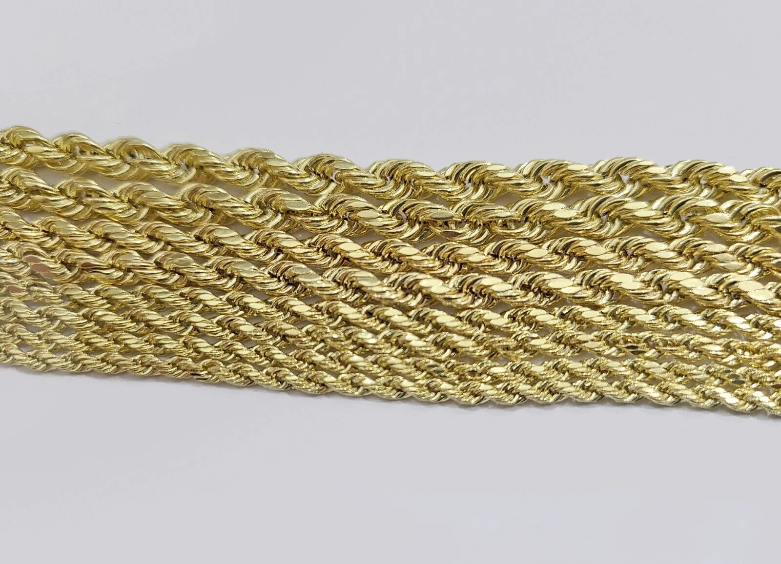 Real 14K Yellow Gold Rope Chain 2.5-5mm Necklace 18-26 Inches Lobster Lock - Image 6