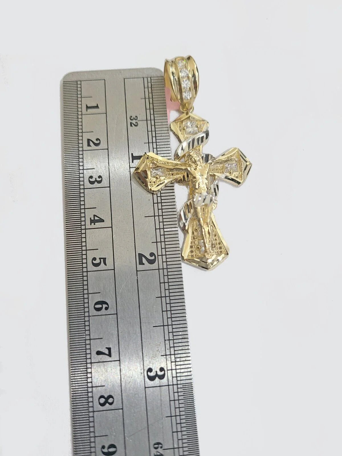 Real 14k Yellow Gold Rope Chain 5mm 18'' Necklace Jesus Cross Charm Pendant 14kt - Image 3