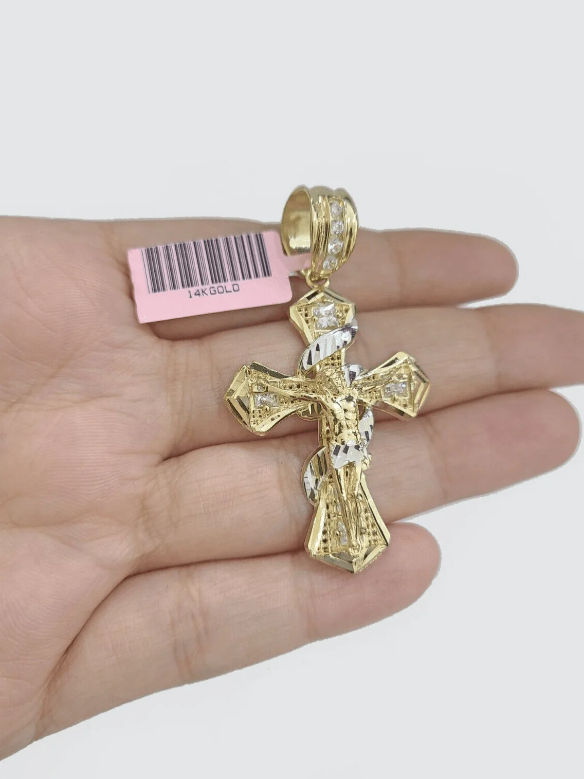 Real 14k Yellow Gold Rope Chain 5mm 22'' Necklace Jesus Cross Charm Pendant 14kt - Image 12