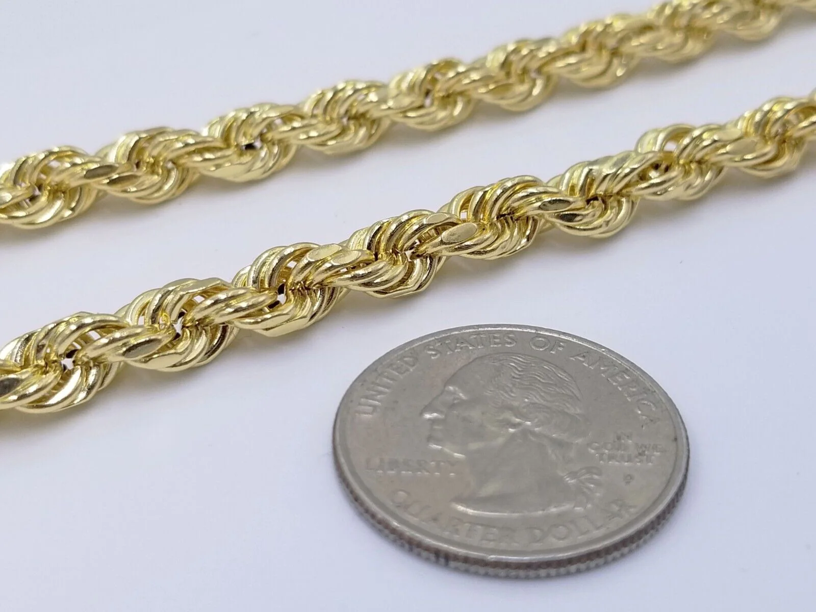 Real 14k Yellow Gold Rope Chain 6.5mm 24" inch Long 14kt Men's Necklace - Image 3