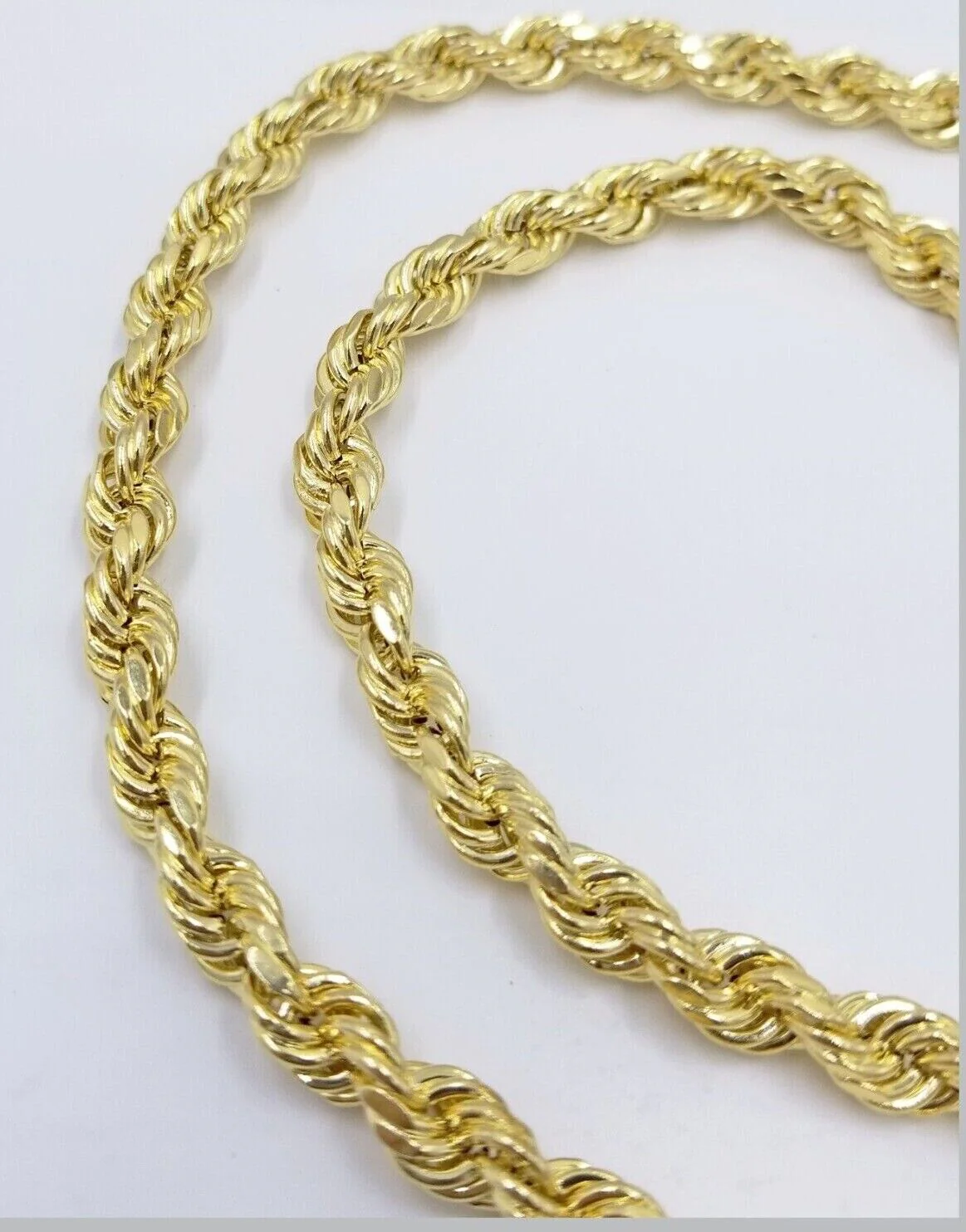 Real 14k Yellow Gold Rope Chain 6.5mm 24" inch Long 14kt Men's Necklace - Image 5