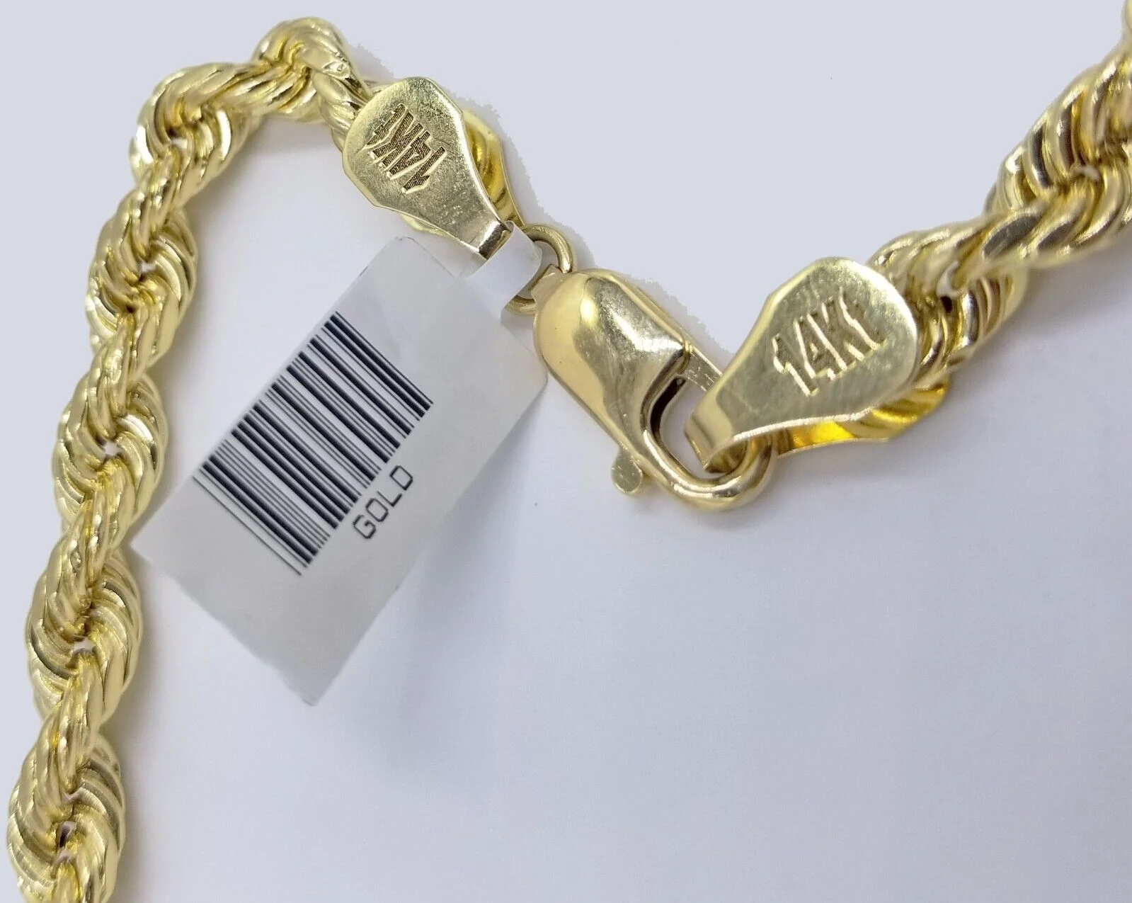 Real 14k Yellow Gold Rope Chain 6.5mm 24" inch Long 14kt Men's Necklace - Image 6