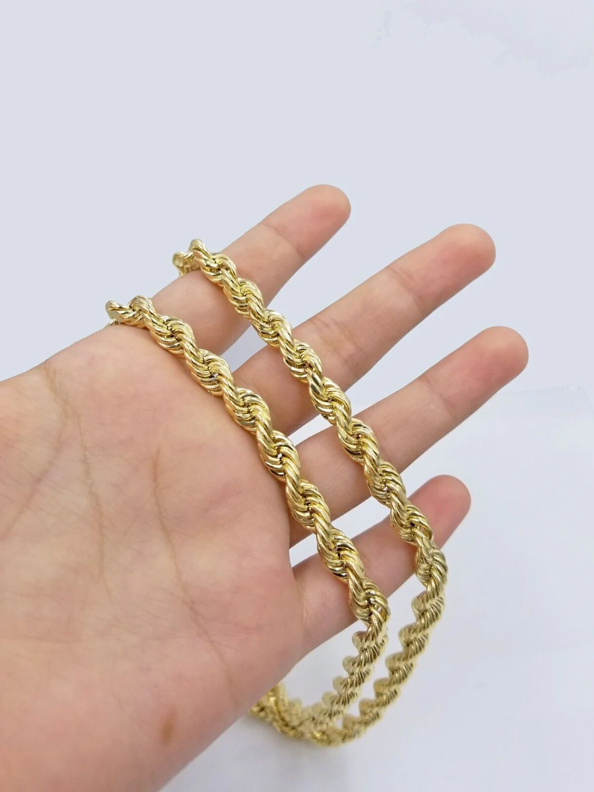Real 14k Yellow Gold Rope Chain 6.5mm 24" inch Long 14kt Men's Necklace - Image 2