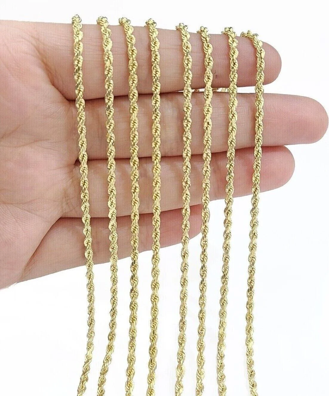 Real 14k Yellow Gold Rope Chain Necklace 2.5mm 18-30 Inch Diamond Cut 14kt - Image 2