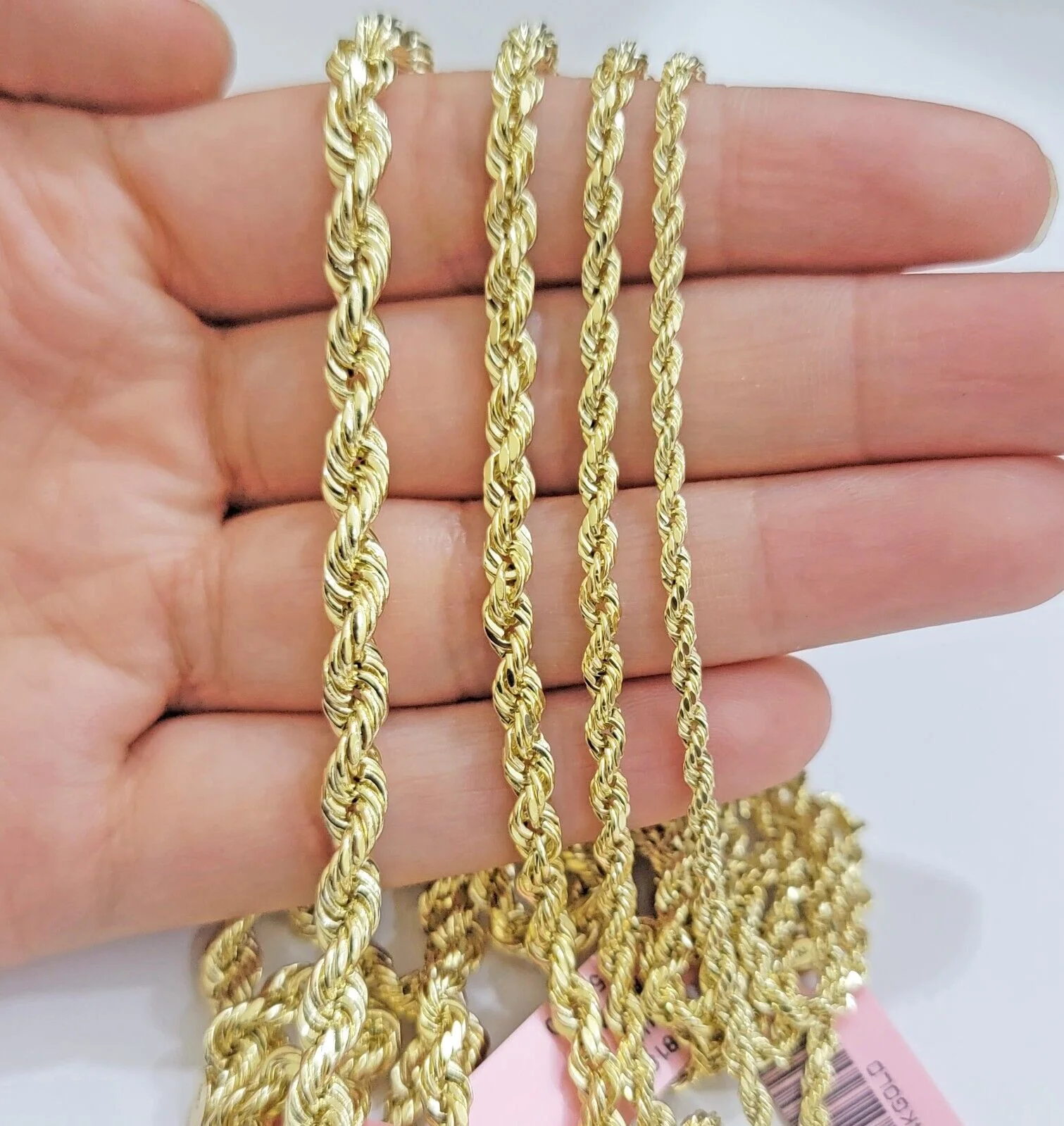 Real 14k Yellow Gold Rope chain necklace 2.5mm 3mm 4mm 5mm 18-26 Inch Men women - Image 17