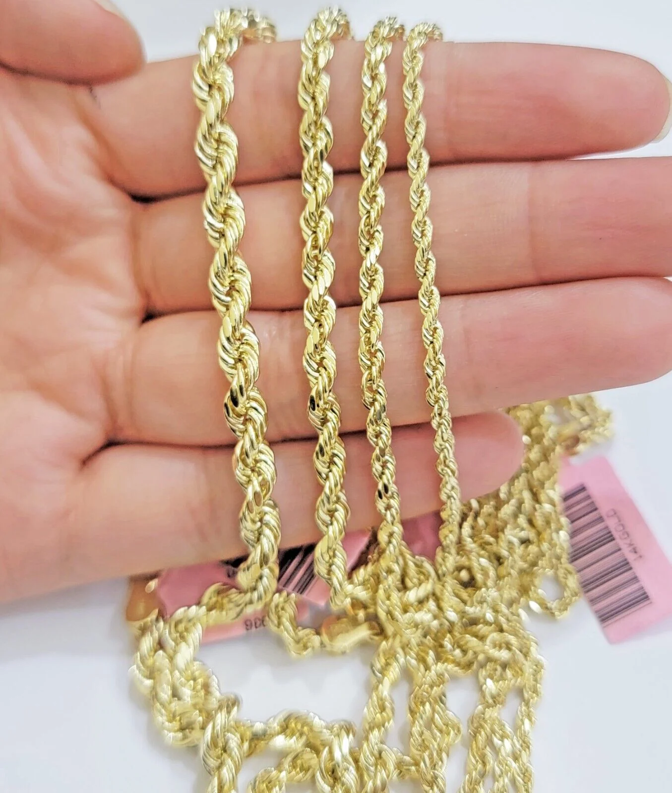 Real 14k Yellow Gold Rope chain necklace 2.5mm 3mm 4mm 5mm 18-26 Inch Men women - Image 19