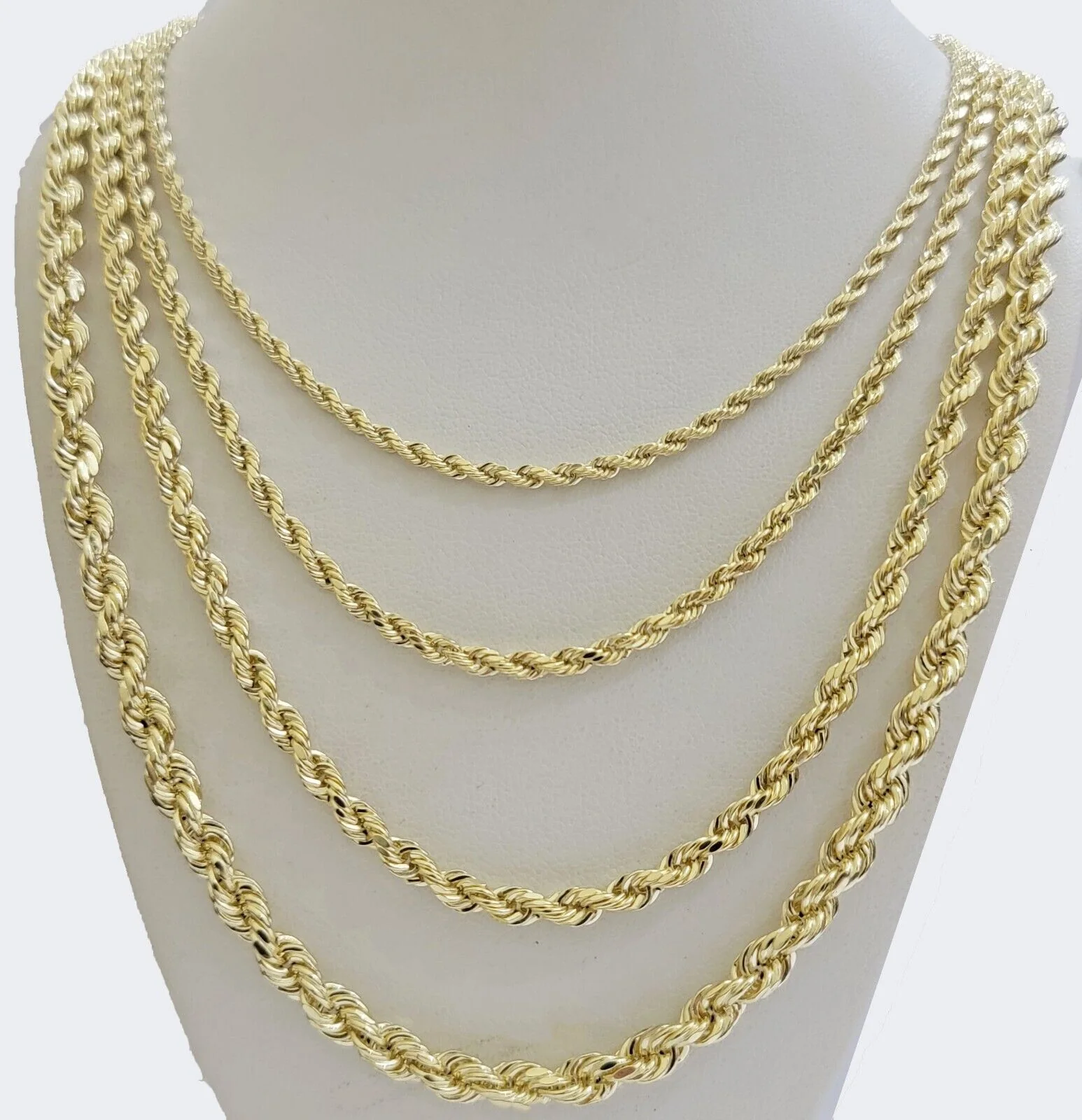 Real 14k Yellow Gold Rope chain necklace 2.5mm 3mm 4mm 5mm 18-26 Inch Men women - Image 20