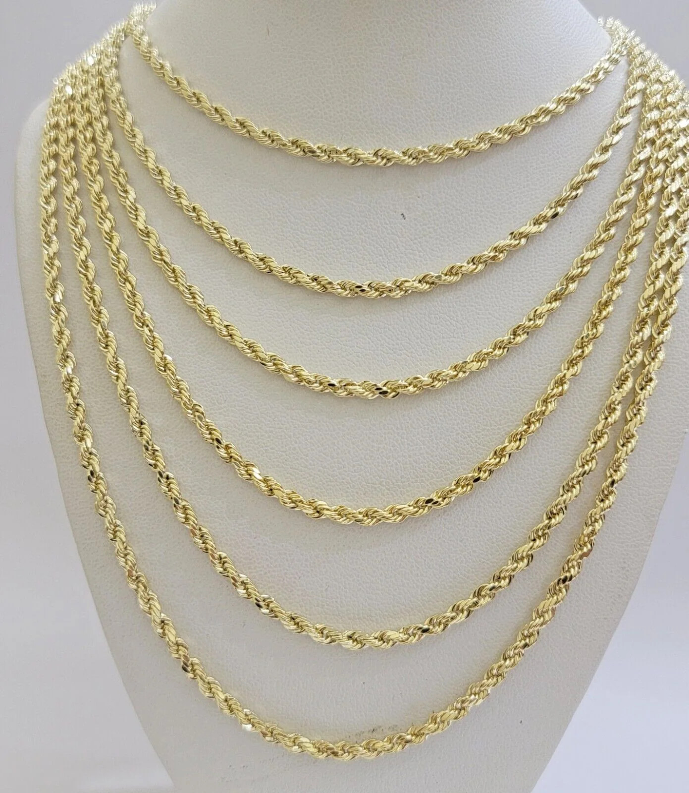 Real 14k Yellow Gold Rope Chain Necklace 28 Inch 3mm Diamond Cut Men Women SOLID - Image 5