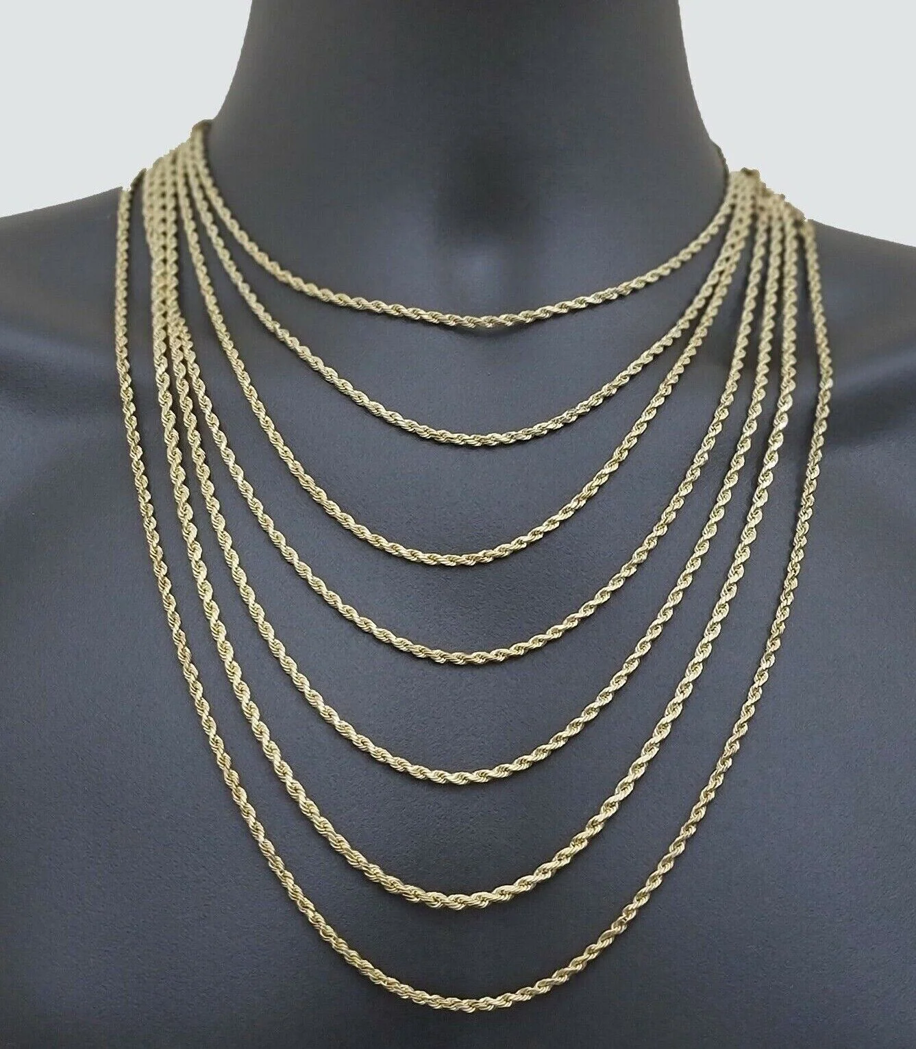 Real 14k Yellow Gold Rope Chain Necklace 3mm 18-26 Inch Diamond Cut 14kt - Image 4