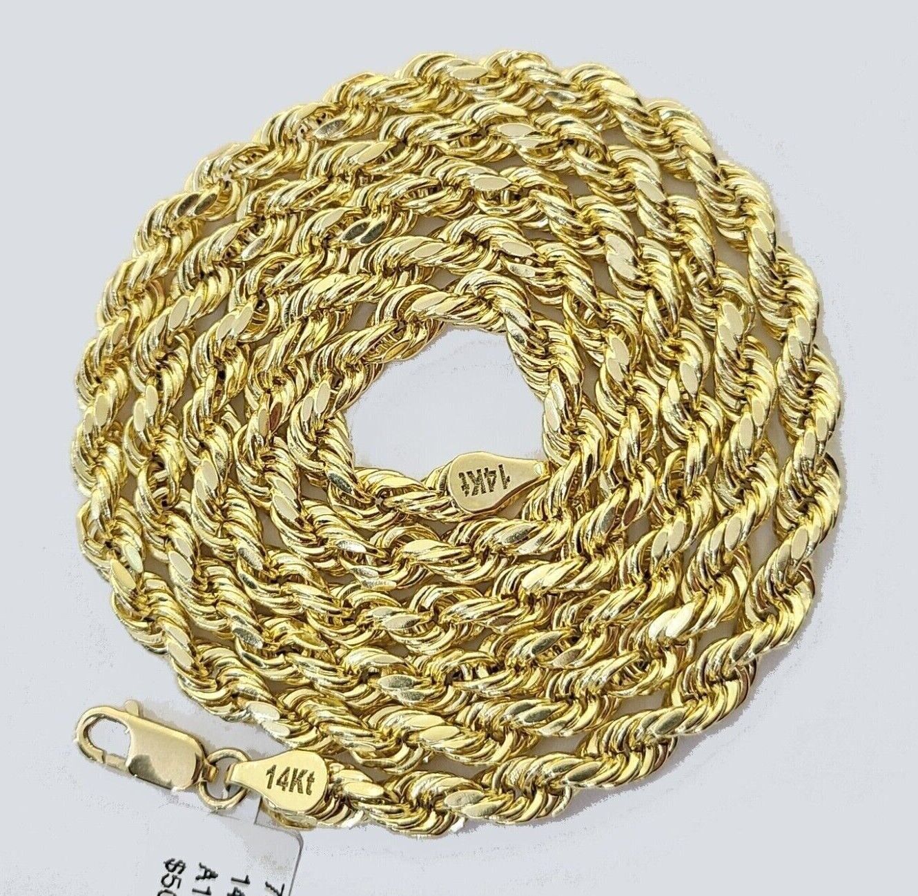 Real 14k Yellow Gold Rope Chain Necklace 3mm 18-26 Inch Diamond Cut 14kt - Image 6