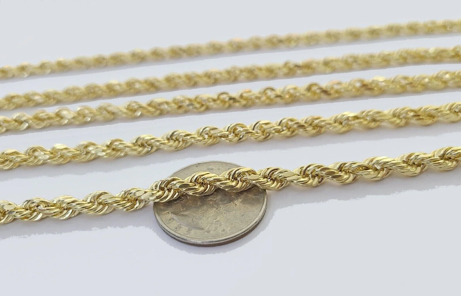 Real 14k Yellow Gold Rope Chain Necklace 3mm 18-26 Inch Diamond Cut 14kt - Image 8